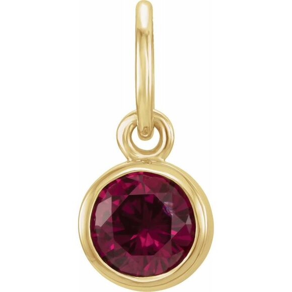 14k Yellow Gold 4mm Imitation Garnet Charm or Pendant Enhancer
